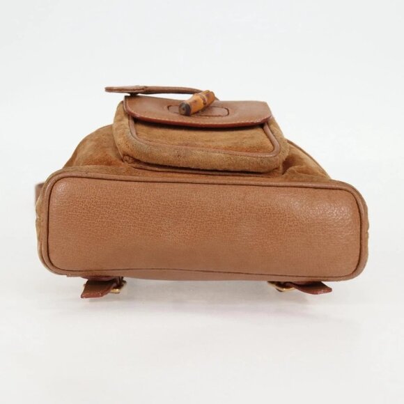 GUCCI Bamboo Backpack Suede Brown Gold 003 main image 13